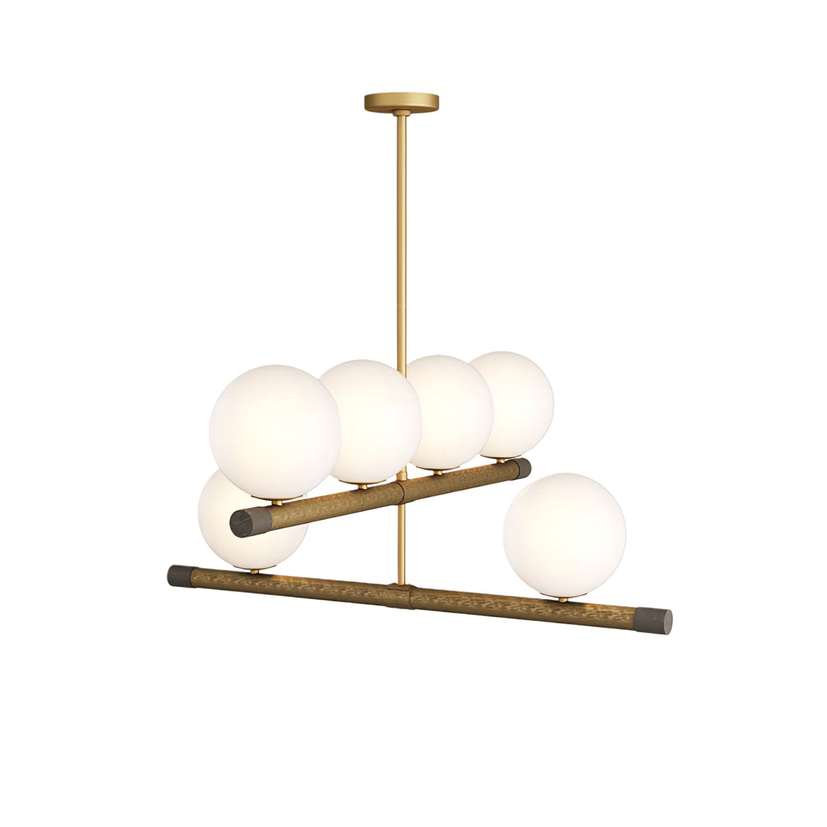 Nova Linear Chandelier – Modern Brass & Glass Pendant Light for Dining Room