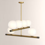Nova Linear Chandelier – Modern Brass & Glass Pendant Light for Dining Room