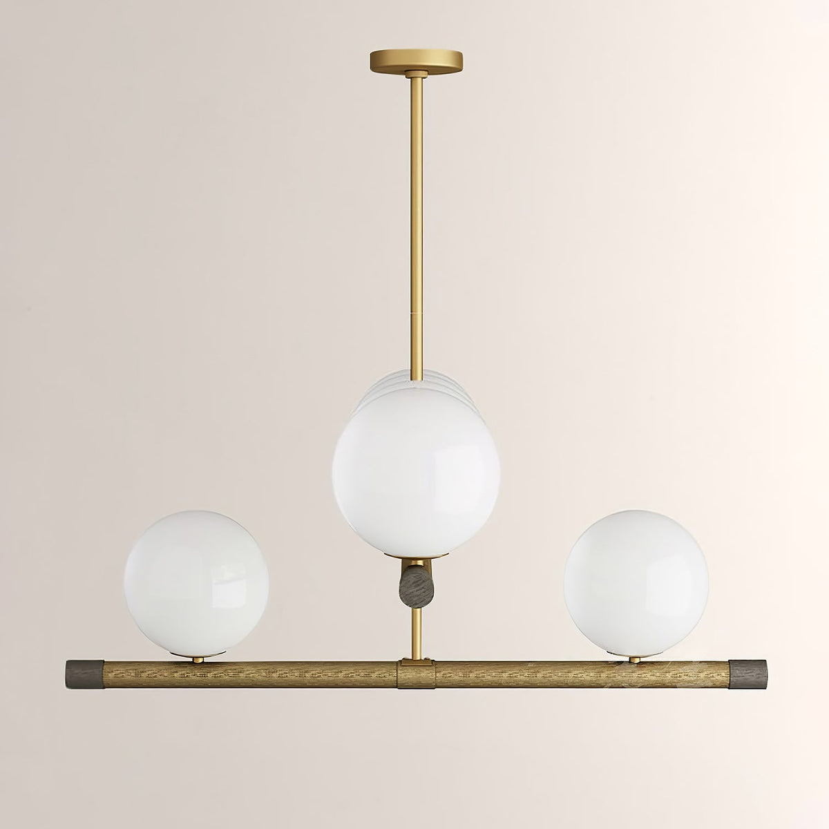 Nova Linear Chandelier – Modern Brass & Glass Pendant Light for Dining Room