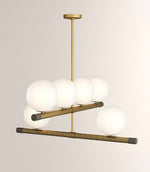 Nova Linear Chandelier – Modern Brass & Glass Pendant Light for Dining Room