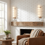 Nova Marble Wall Sconce with Brass Accents and Opal Glass Globes