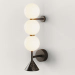 Nova Marble Wall Sconce with Brass Accents and Opal Glass Globes