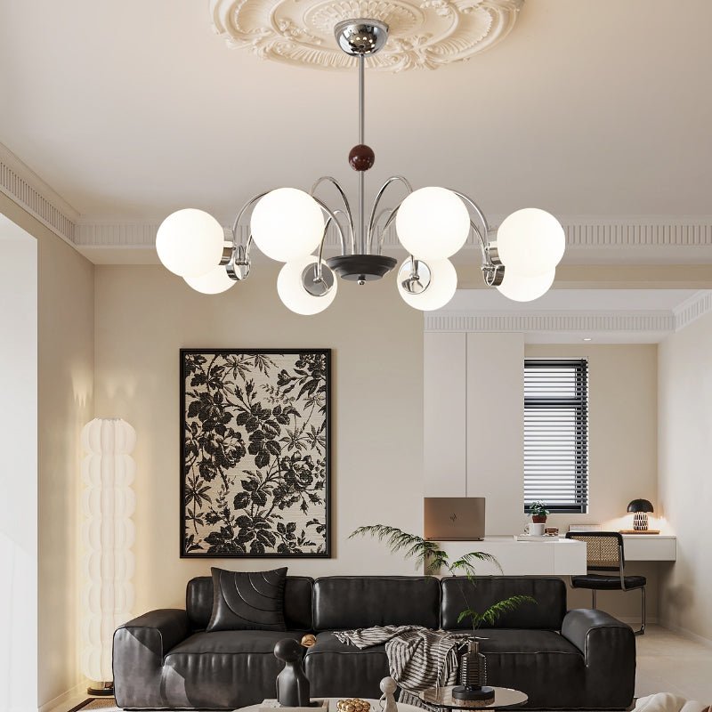 Novara Modern Glass Chandelier with Iron Frame for Dining Room and Living Room