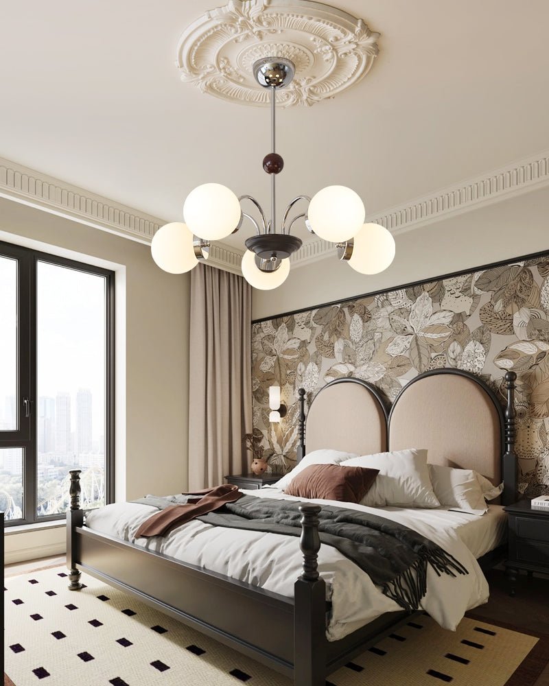 Novara Modern Glass Chandelier with Iron Frame for Dining Room and Living Room