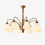 Novelle Chandelier — Modern Glass and Walnut Wood Pendant Light for Dining Room and Living Room
