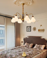 Novelle Chandelier — Modern Glass and Walnut Wood Pendant Light for Dining Room and Living Room