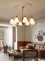 Novelle Chandelier — Modern Glass and Walnut Wood Pendant Light for Dining Room and Living Room