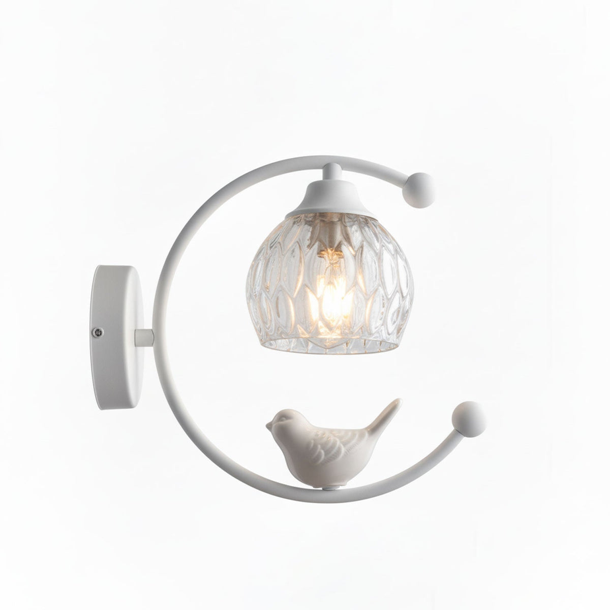 Nuvia Bird Wall Sconce in Brass and Glass | Designer Bedroom Lighting