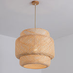 A Simple Bamboo Pendant Lamp In The Style Of A Farmhouse Made Of Bamboo And Rattan