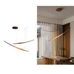 Skytrace Sculptural Wood LED Pendant Light, Modern Linear Chandelier