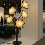 Green Blossom Floor Lamp – Sculptural Sage Bloom with Matte Black Stems