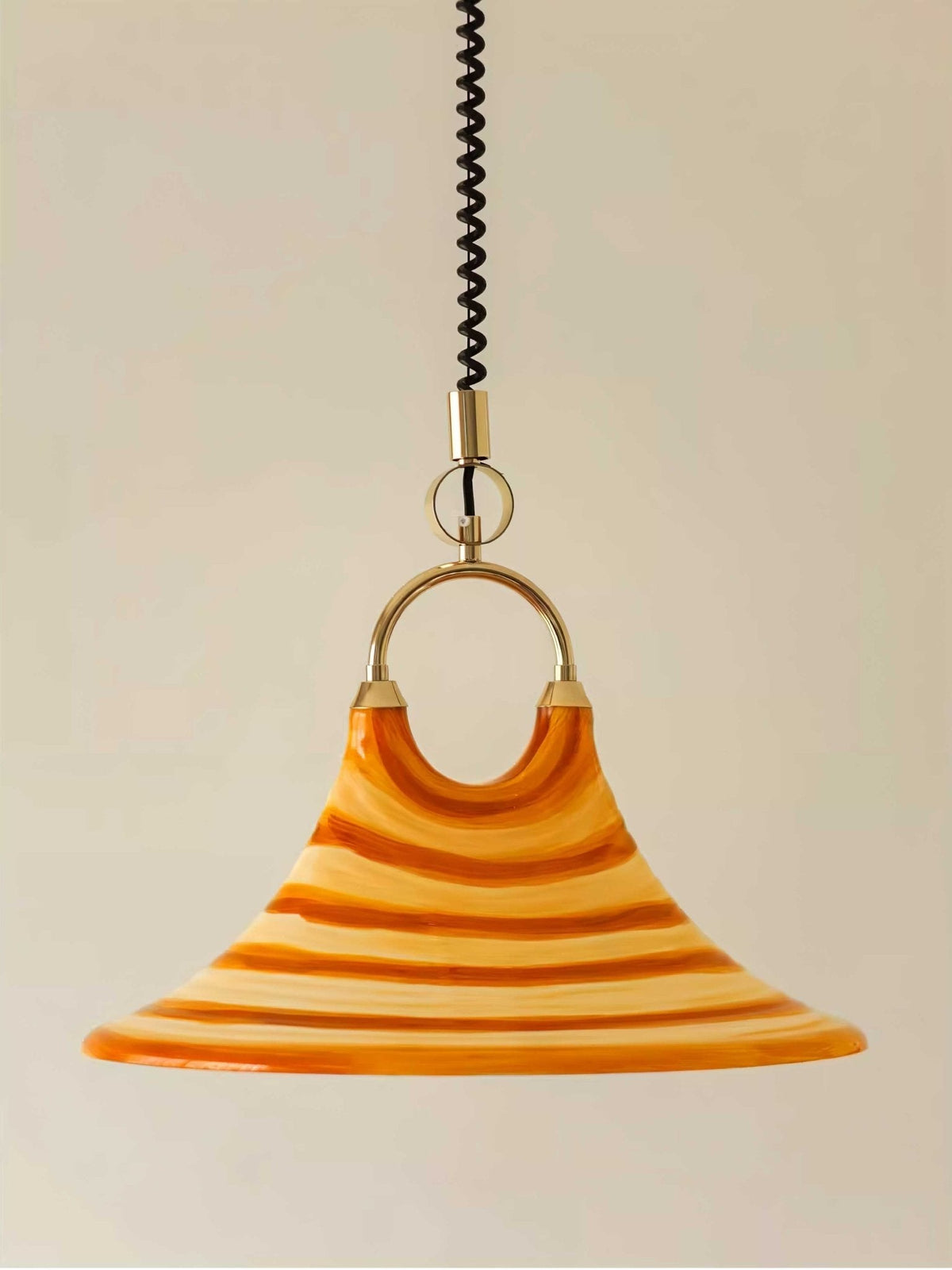 Solari Swirl Glass Pendant Light – Hand-Blown Amber Art Glass