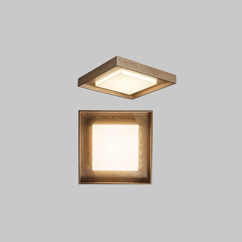 Kurin Wood Frame Ceiling Light – Modern Flush Mount LED for Bedroom, Dining, Living Room