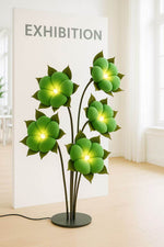Green Blossom Floor Lamp – Sculptural Sage Bloom with Matte Black Stems