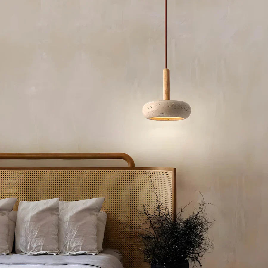 Yellow Cave Stone Japanese Style Retro Cream Pendant Lamp