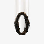Charcoal Linear Chandelier in Black Iron and Stone for Modern Interiors