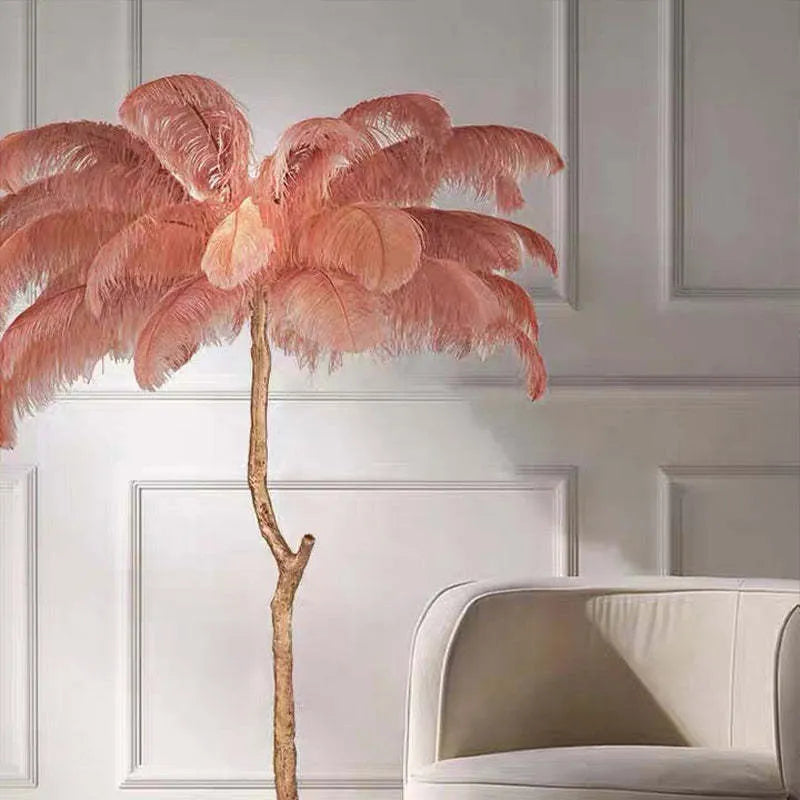 Ins Style Feather Decorated Floor Lamp