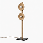 Arbor Twin Disc Floor Lamp — Sculptural Wooden Designer Floor Light