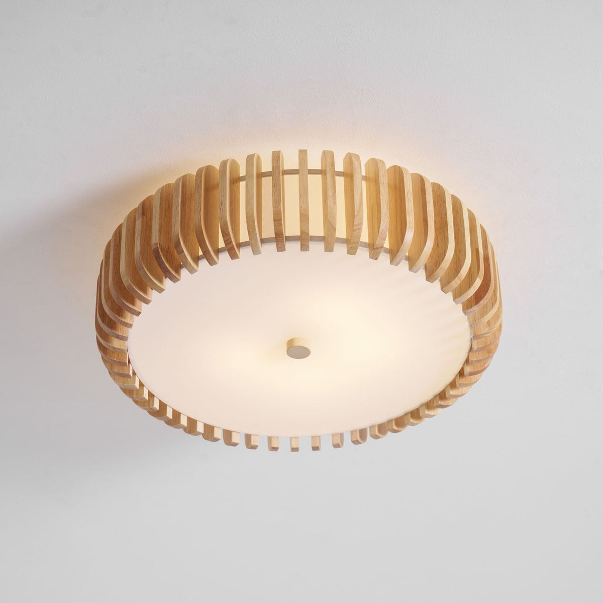 Oakflare Wood Slatted Ceiling Light – Modern Warm LED Flush Mount