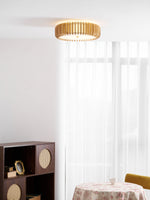 Oakflare Wood Slatted Ceiling Light – Modern Warm LED Flush Mount
