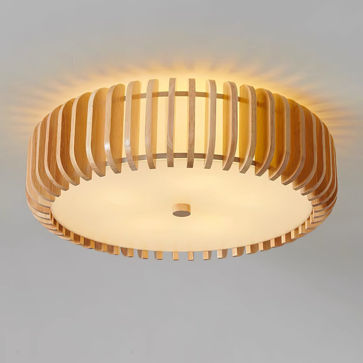 Oakflare Wood Slatted Ceiling Light – Modern Warm LED Flush Mount
