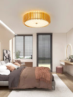 Oakflare Wood Slatted Ceiling Light – Modern Warm LED Flush Mount