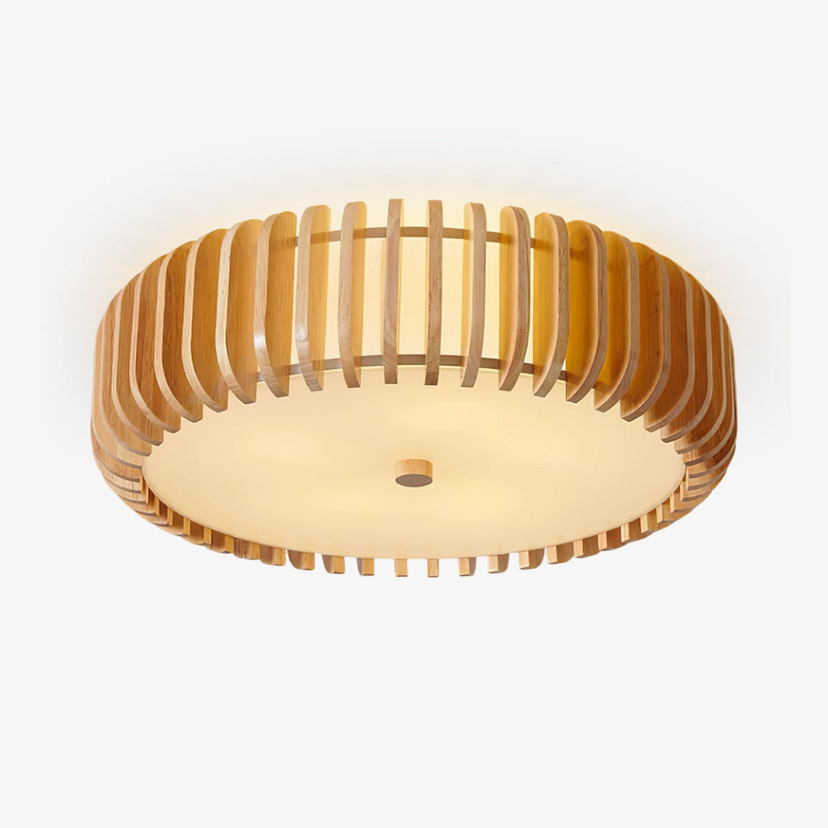 Oakflare Wood Slatted Ceiling Light – Modern Warm LED Flush Mount