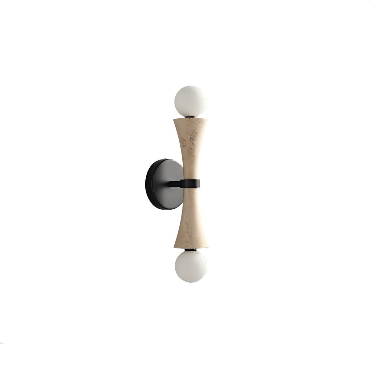 Obel Wall Sconce in Yellow Travertine with Opal Glass Globes