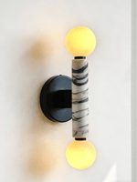 Obelisk Orb Wall Sconce in Marble and Opal Glass