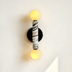 Obelisk Orb Wall Sconce in Marble and Opal Glass