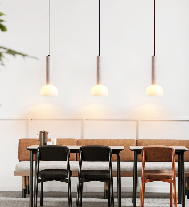 Obelisk Radiance Pendant Light in Natural Travertine