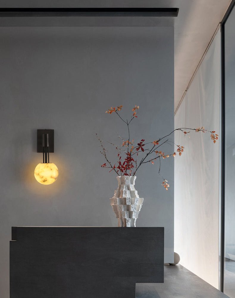 Obra Alabaster Globe Wall Sconce – Modern Bedroom & Living Room Lighting
