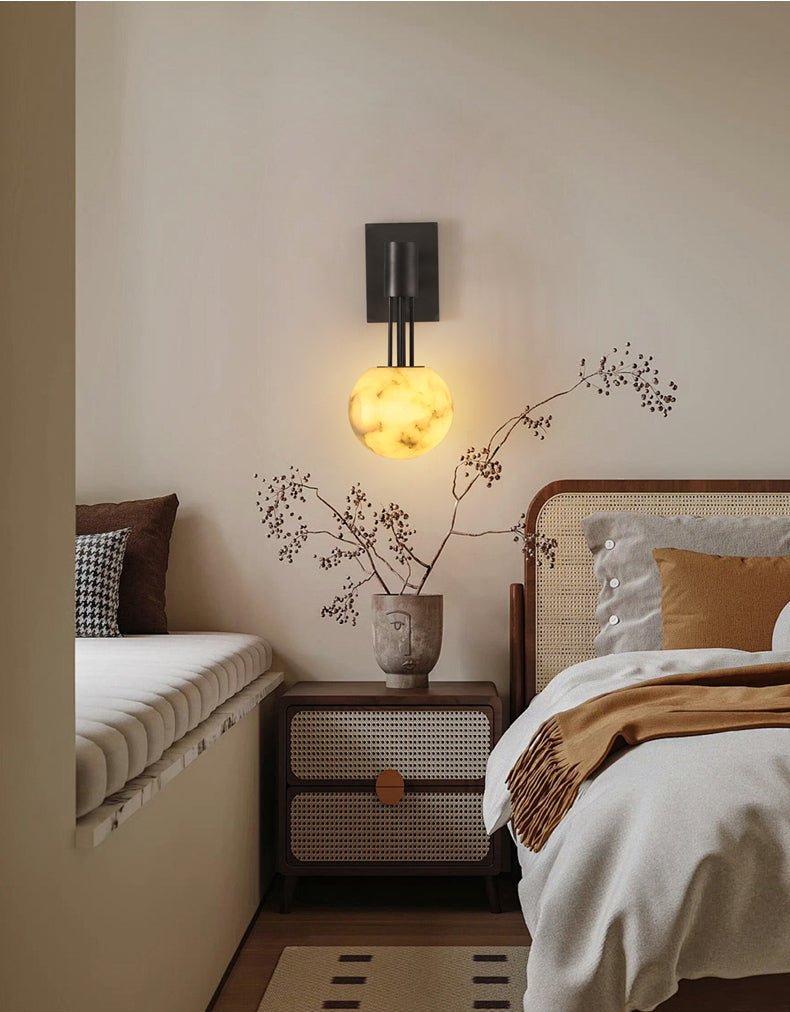 Obra Alabaster Globe Wall Sconce – Modern Bedroom & Living Room Lighting