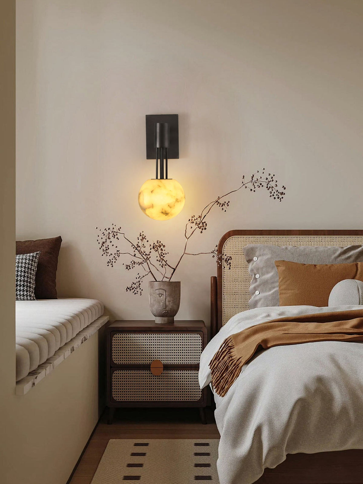 Obra Alabaster Globe Wall Sconce – Modern Bedroom & Living Room Lighting