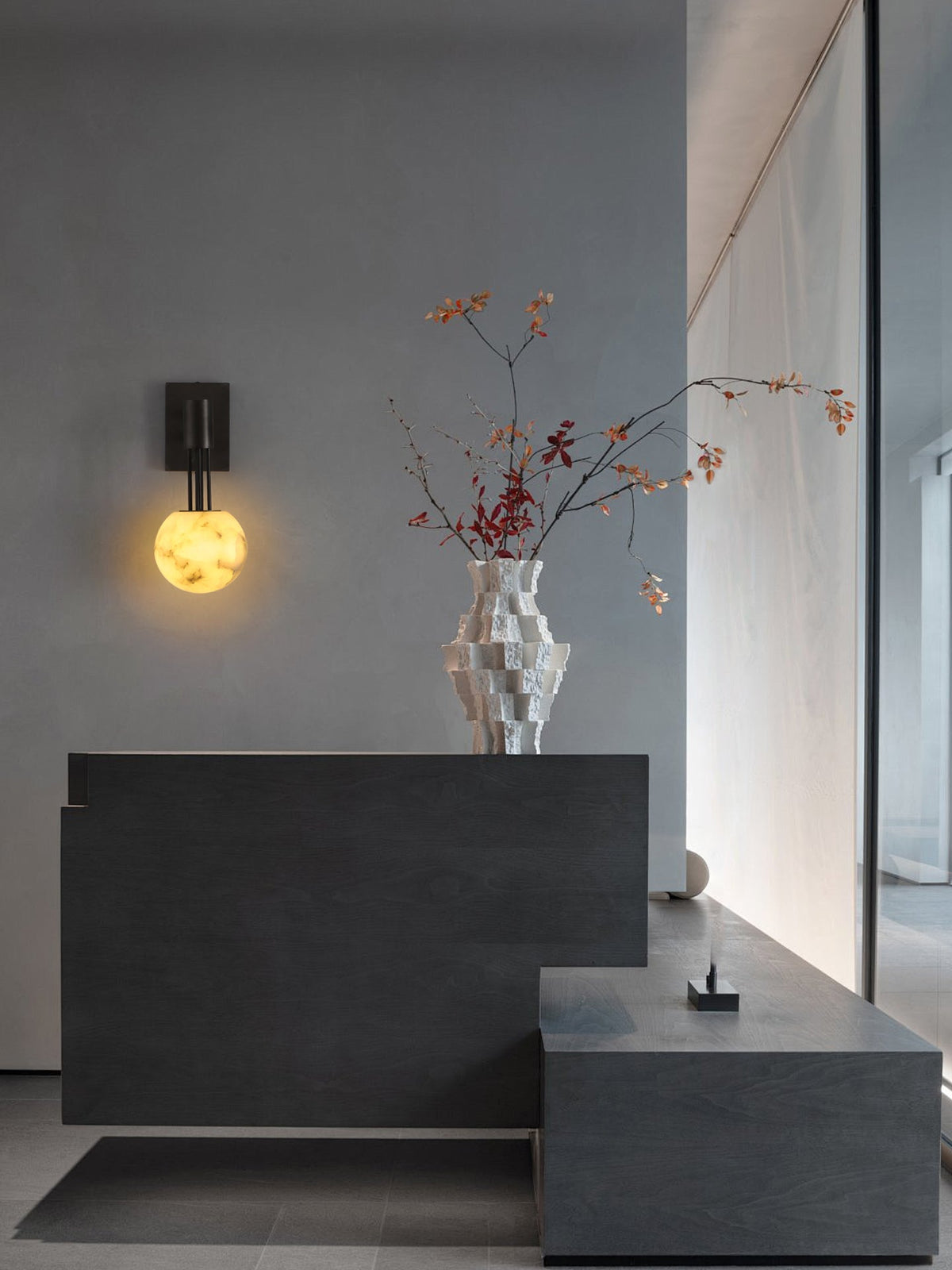 Obra Alabaster Globe Wall Sconce – Modern Bedroom & Living Room Lighting