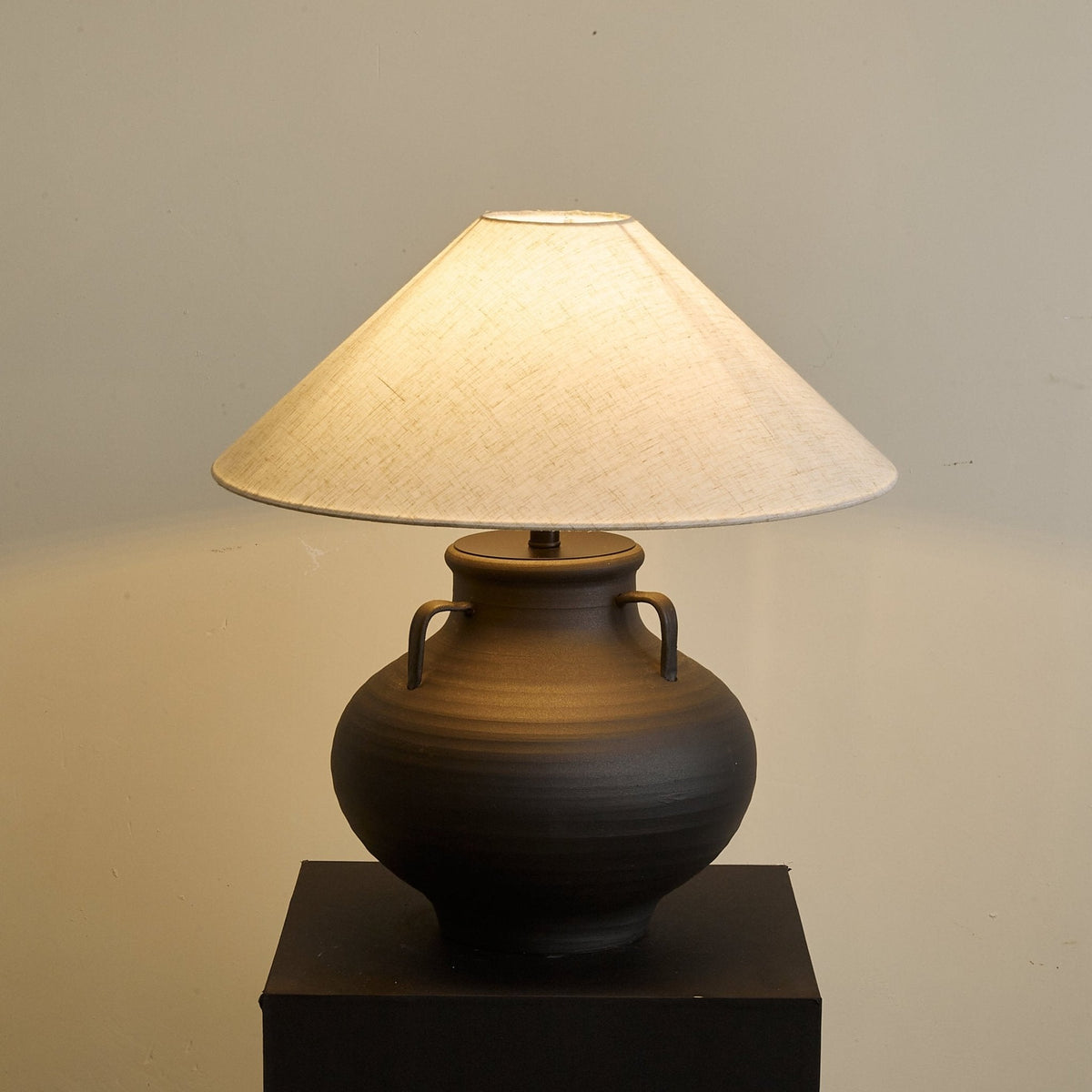 Obscura Ceramic Table Lamp with Fabric Shade for Modern Interiors