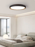 Obsidian Aura Ceiling Light in Black Travertine and Walnut