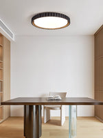 Obsidian Aura Ceiling Light in Black Travertine and Walnut