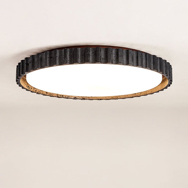 Obsidian Aura Ceiling Light in Black Travertine and Walnut