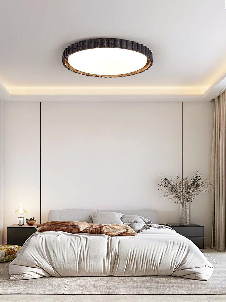 Obsidian Aura Ceiling Light in Black Travertine and Walnut