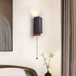 Obsidian Glow Wall Sconce — Black Travertine & Walnut Geometric Wall Light