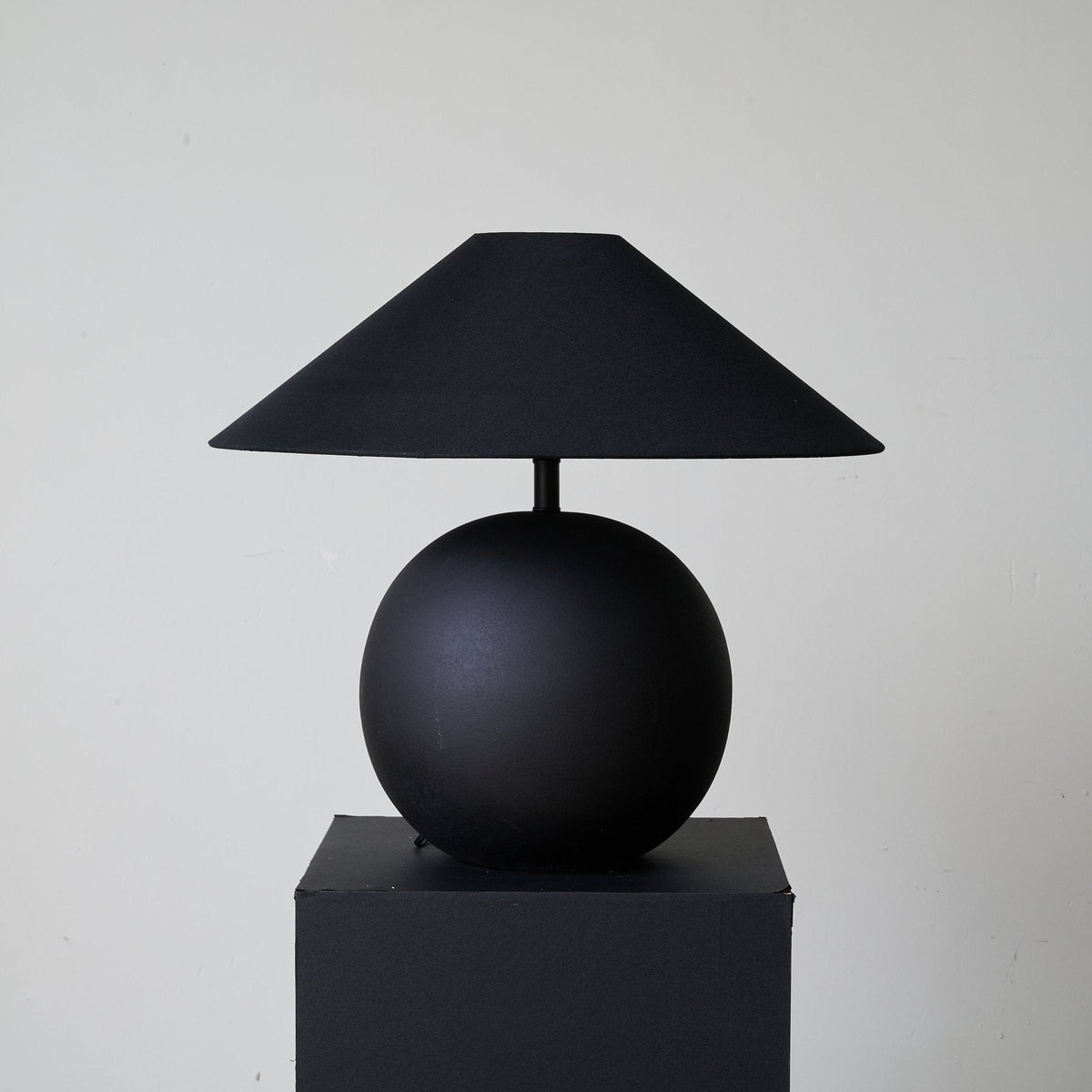 Obsidian Sphere Ceramic Table Lamp with Fabric Shade