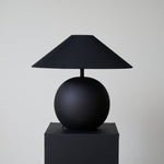 Obsidian Sphere Ceramic Table Lamp with Fabric Shade