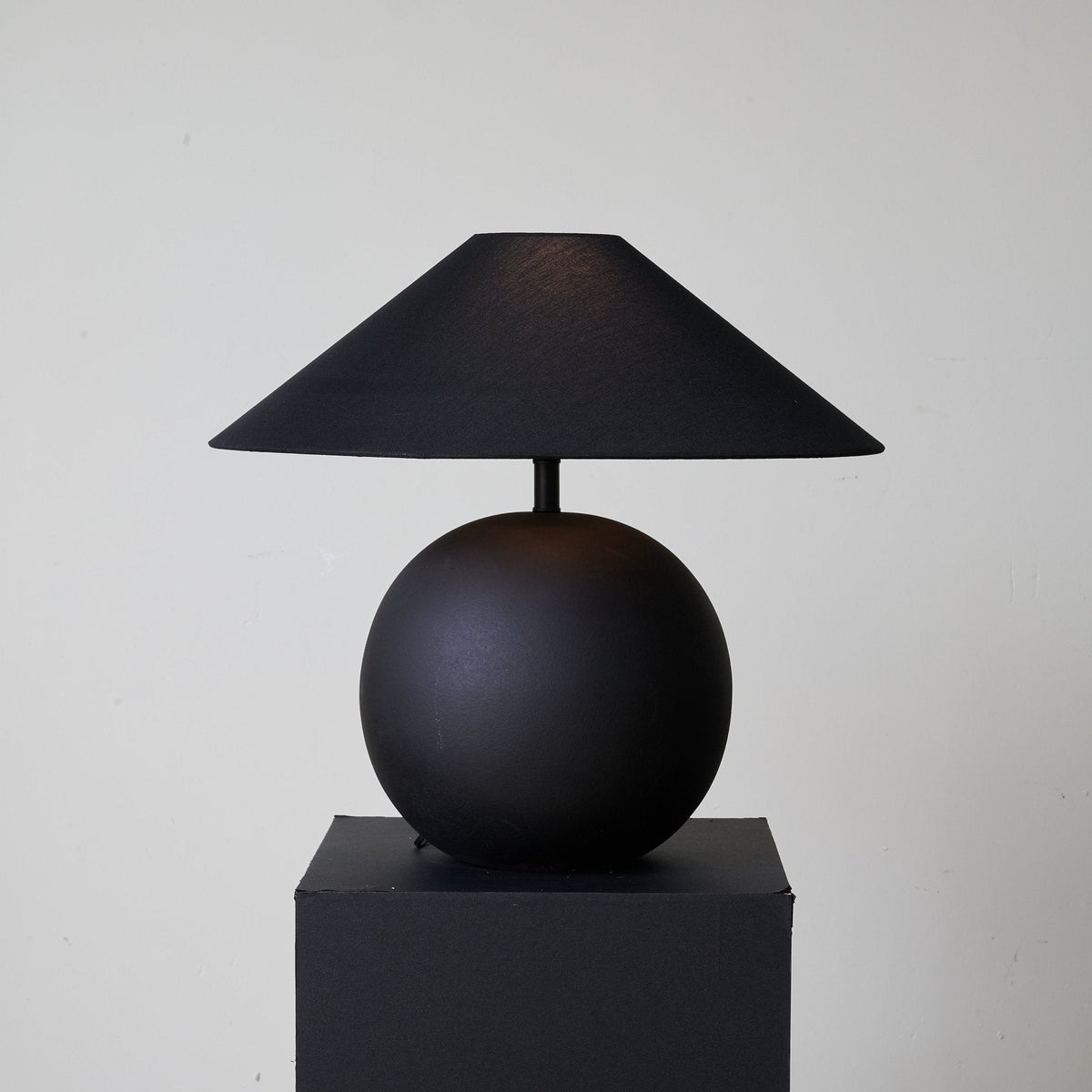 Obsidian Sphere Ceramic Table Lamp with Fabric Shade