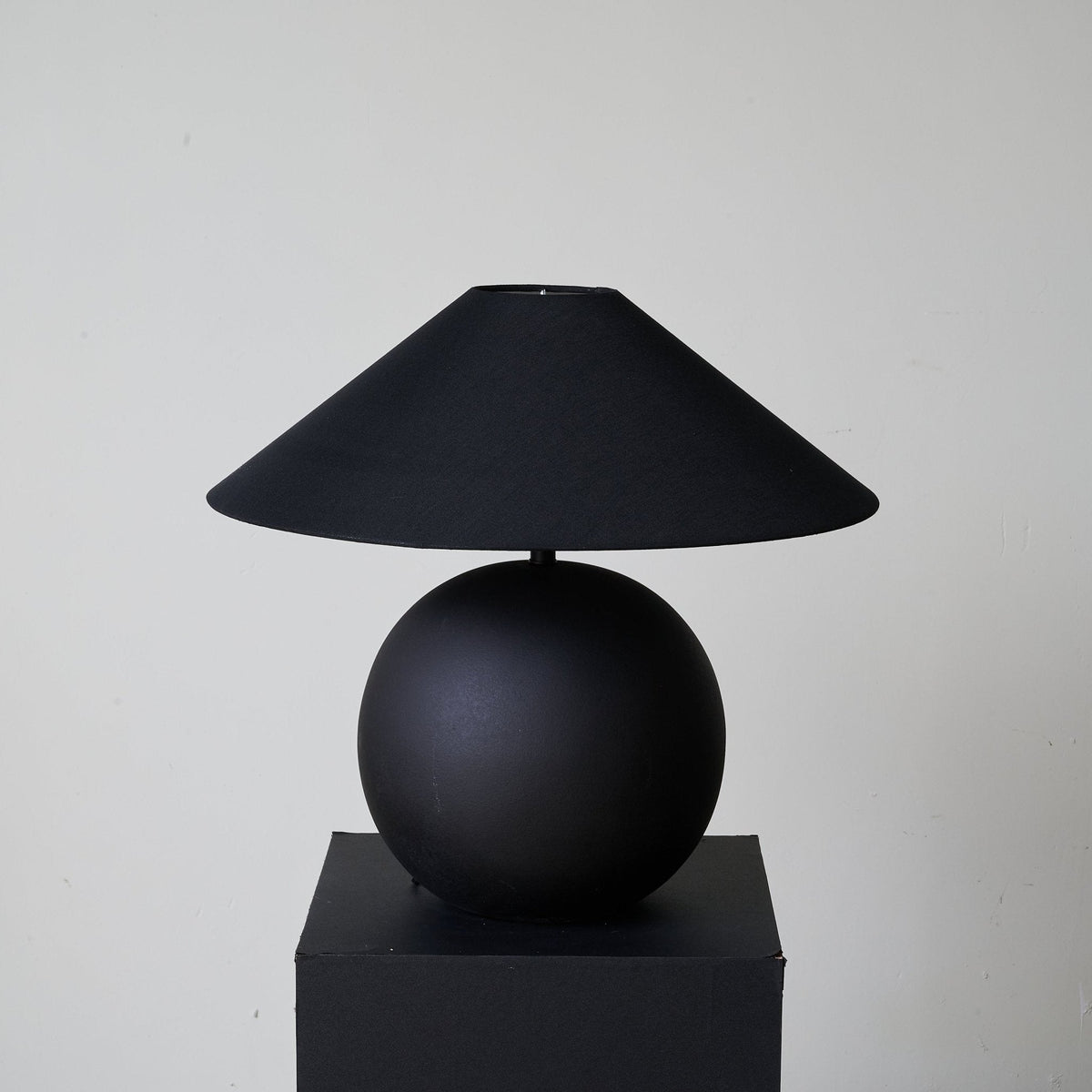 Obsidian Sphere Ceramic Table Lamp with Fabric Shade