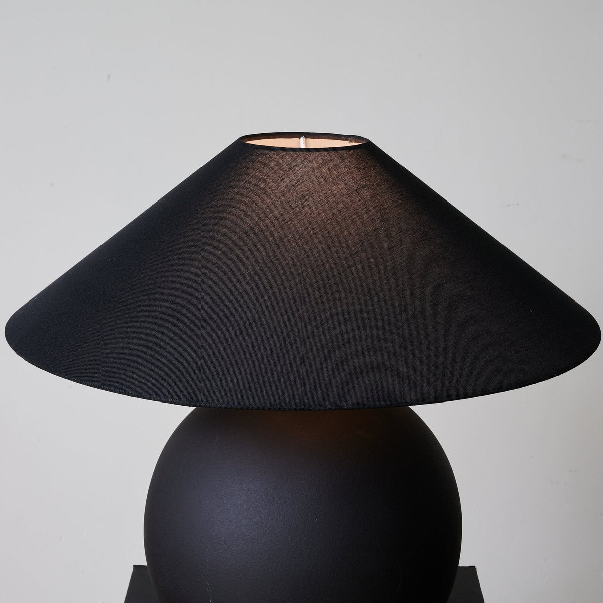 Obsidian Sphere Ceramic Table Lamp with Fabric Shade