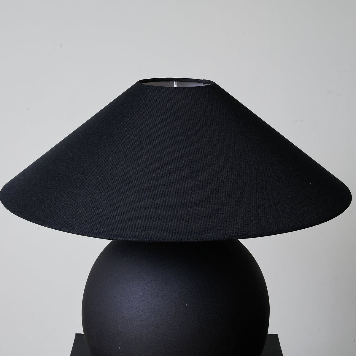 Obsidian Sphere Ceramic Table Lamp with Fabric Shade