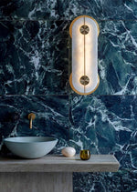 Obvara Alabaster Wall Sconce with Brass Accents