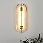 Obvara Alabaster Wall Sconce with Brass Accents