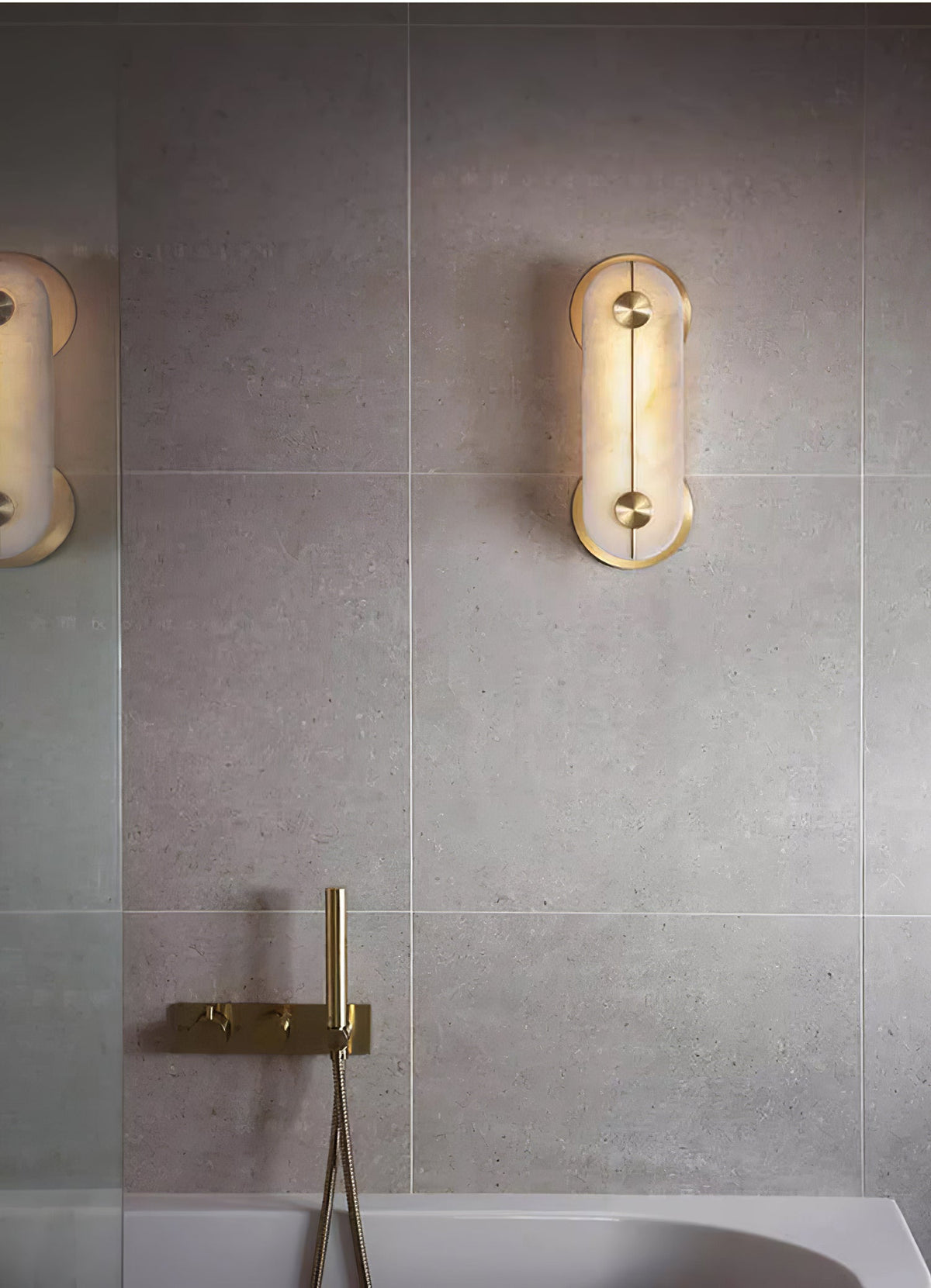 Obvara Alabaster Wall Sconce with Brass Accents